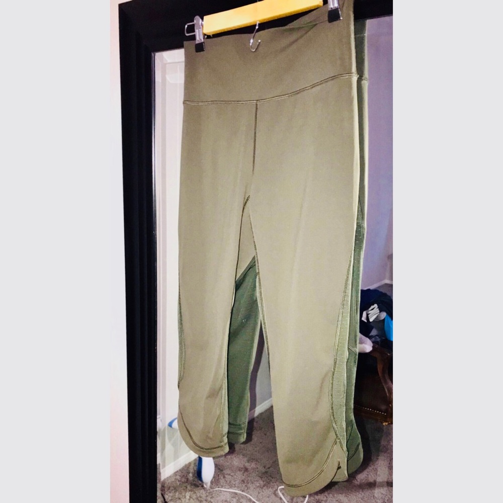 Olive Green Cropped Lulu Size 8